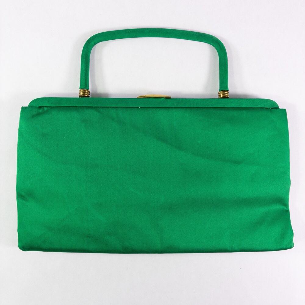 Vintage PARAY Emerald Green Evening Bag Purse Clasp Gold Accents